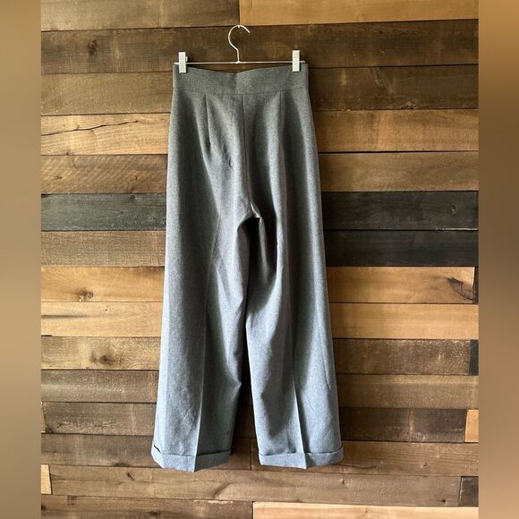 Vintage 90s High-Waisted Wide Leg Grey Trousers Pants Made in USA - Picture 5 of 14